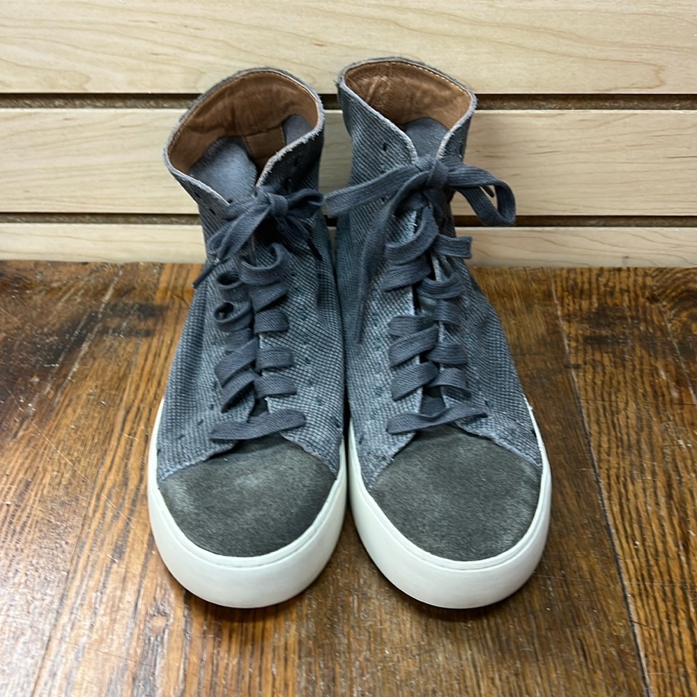 Frye grey suede high top, size 6.5.